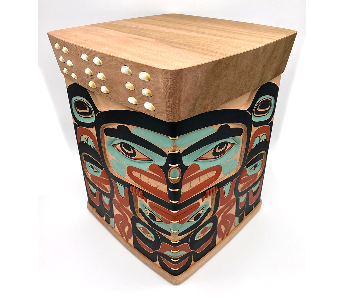 Humpback Whale Escapes Thunderbird Carved Bentwood Box - David Stephens